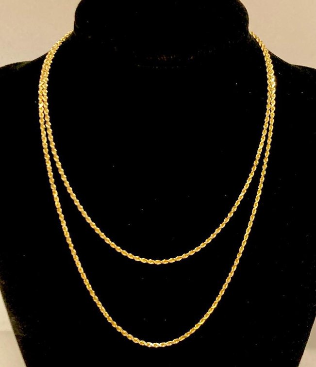 14K Solid Gold 30" Rope Chain 9.2 grams