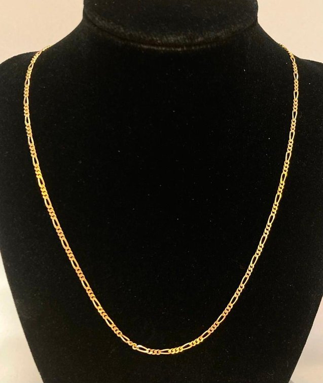 14K Solid Gold 18" Figaro Chain  4.7 grams