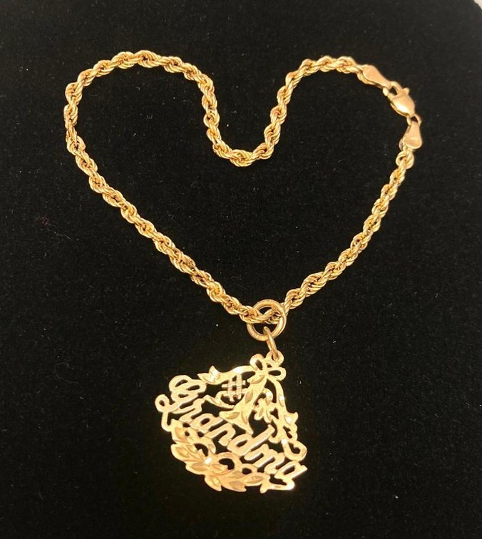 14K Gold #1 Grandma Charm on a 10K Gold 8" Bracelet