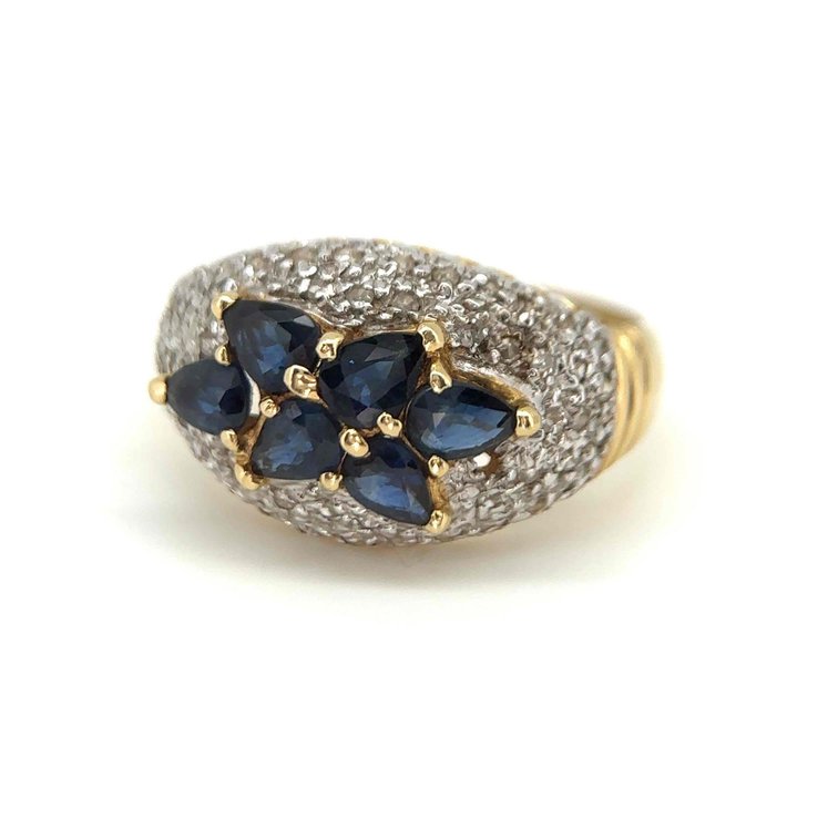 14k Gold Sapphire and Diamond Accents Size 7  Ring