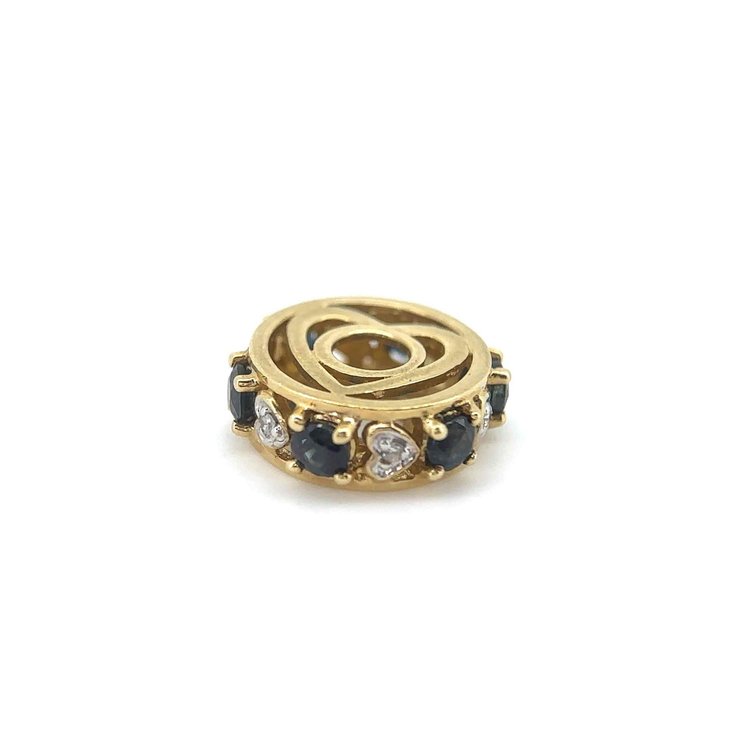 14k Gold Sapphire and Heart Diamond Slider Pendant