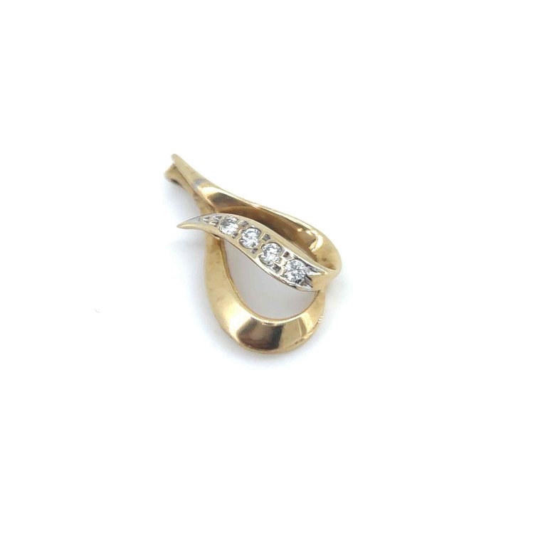 14kP Gold Loop Curved Diamond Pendant