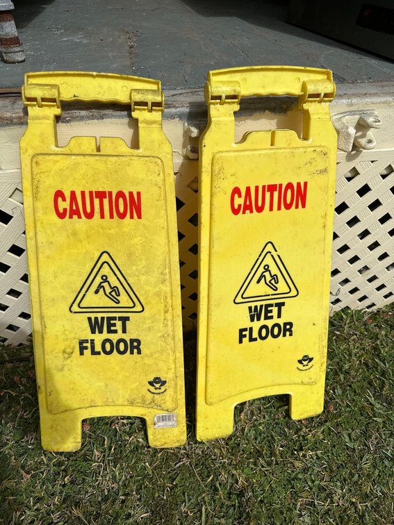 (X's 2) Yellow Caution Floor Signs