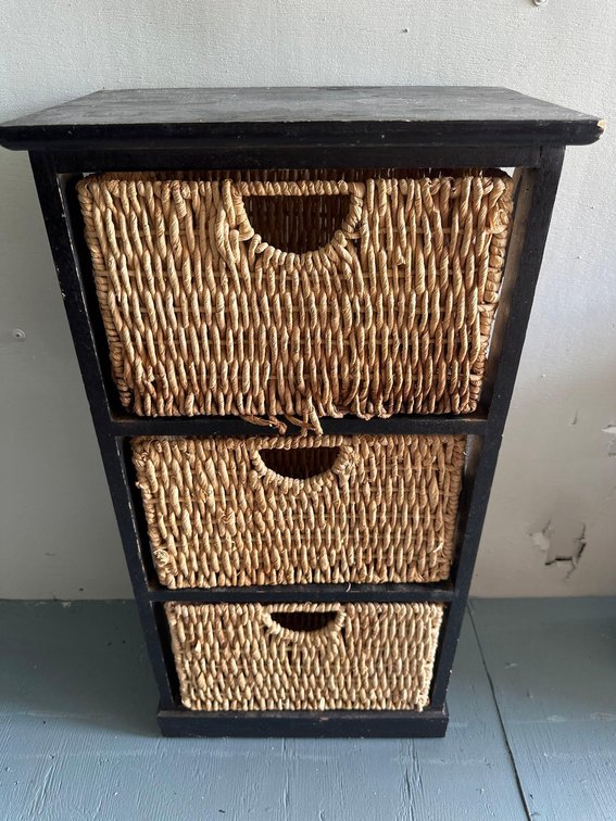 30" Black X Side Three Basket Storage Shelf 