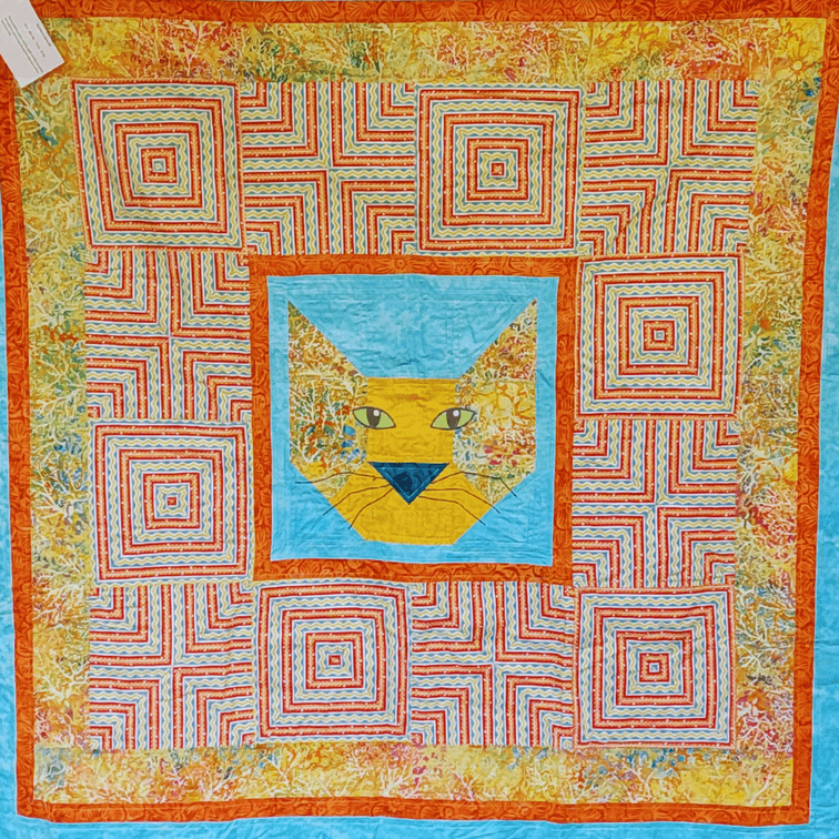 Handmade Cat Face Quilt & Banana Patch Handmade Kitty Bowl