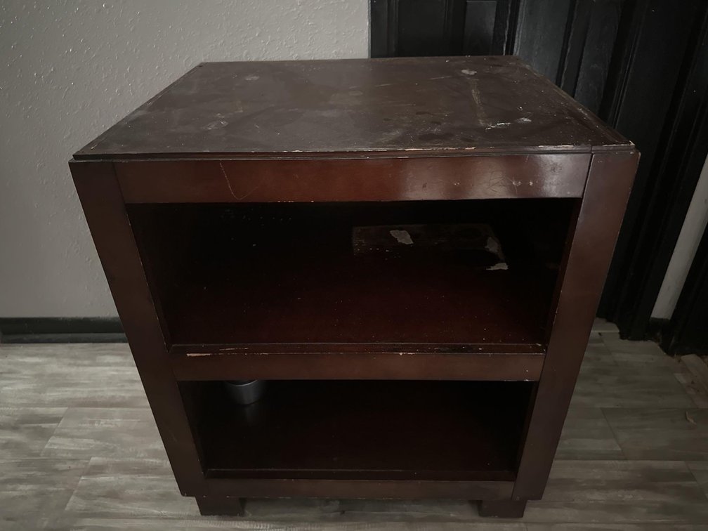 Dark Wood Two Shelf Nightstand 