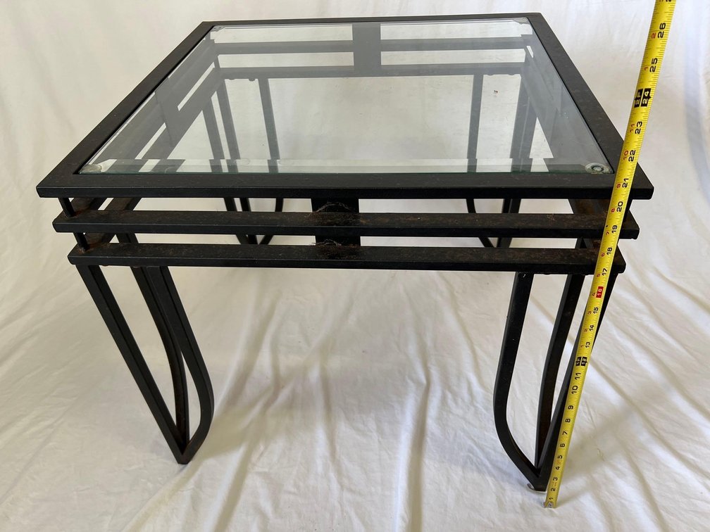 Metal & Glass Outdoor Square Table