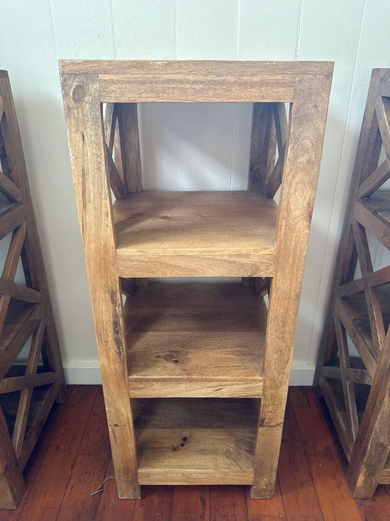 34" Tall Solid Wood Three Tier Shelf