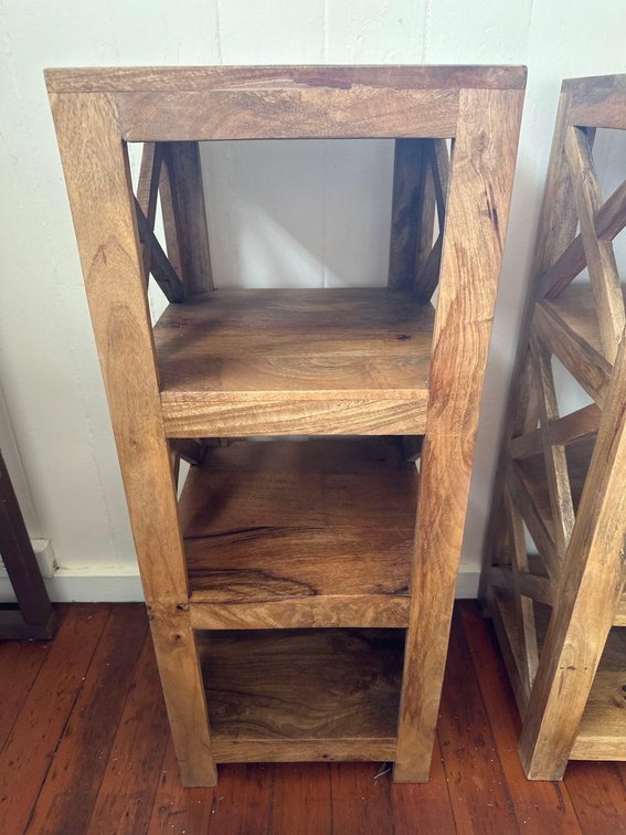 34" Tall Solid Wood Three Tier Shelf 