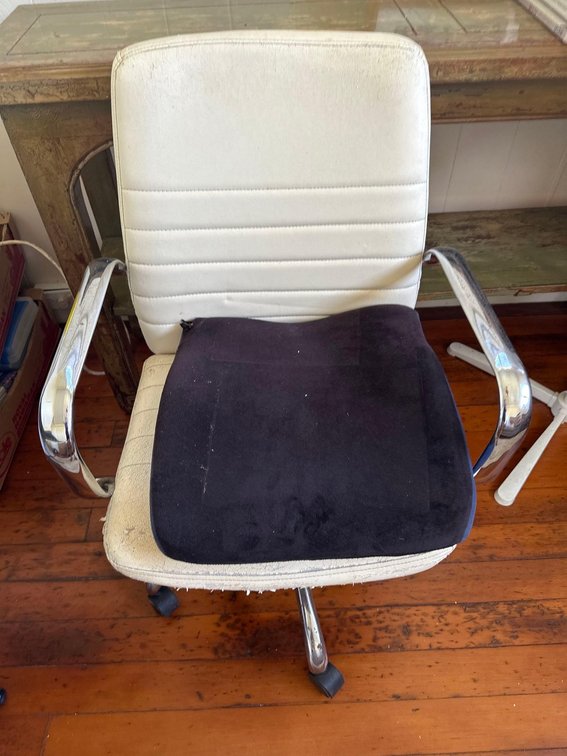White and Metal Rolling Office Chair with Seat Cushion 