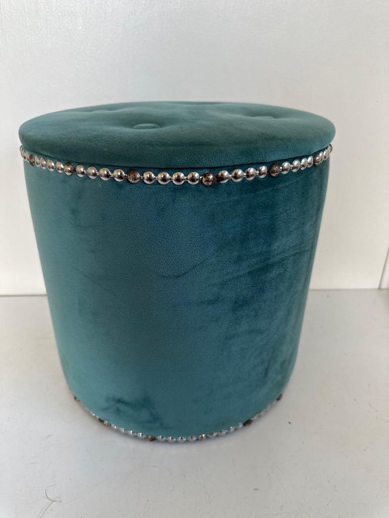 Round Turquoise Storage Stool 