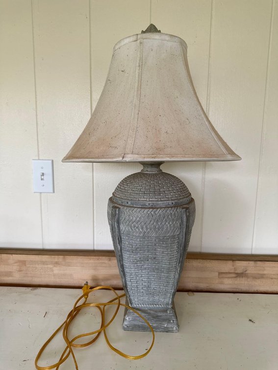 Gray Resin Base Table Lamp with Shade 