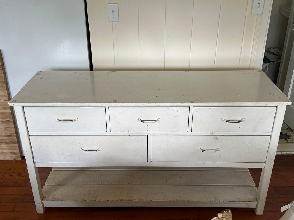 5ft Long Painted White Five Draw Buffet Tablet with Undershelf 