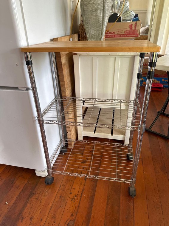 Metal and Wood Top Rolling Kitchen Cart 