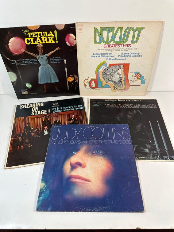 (X's 5) Vintage Mixed Vinyl Records 