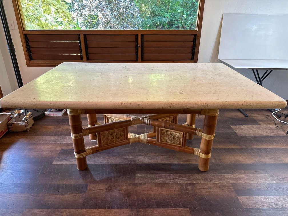 6ft Bamboo Rattan Island Style Dining Table