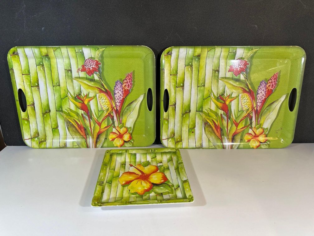 Evolution Sakura Melamine Serving Trays and Plate 