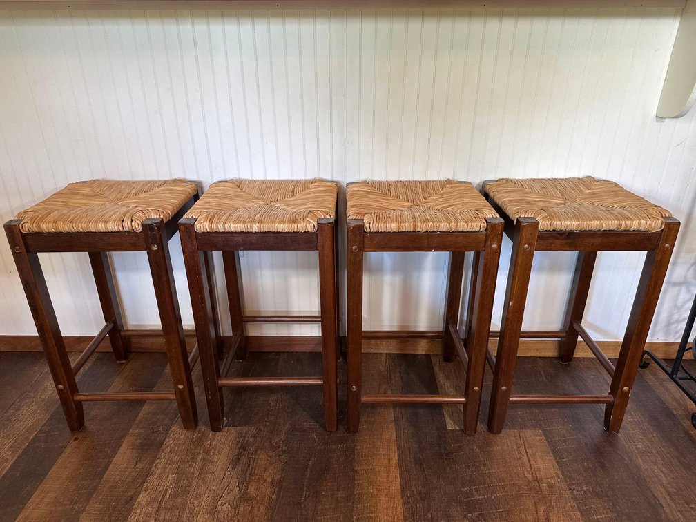 (X's 4) Island Rattan Style Squared Stools 