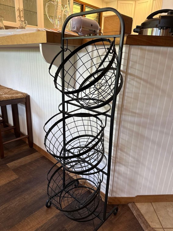 Black Metal Wire Three Basket Stand 