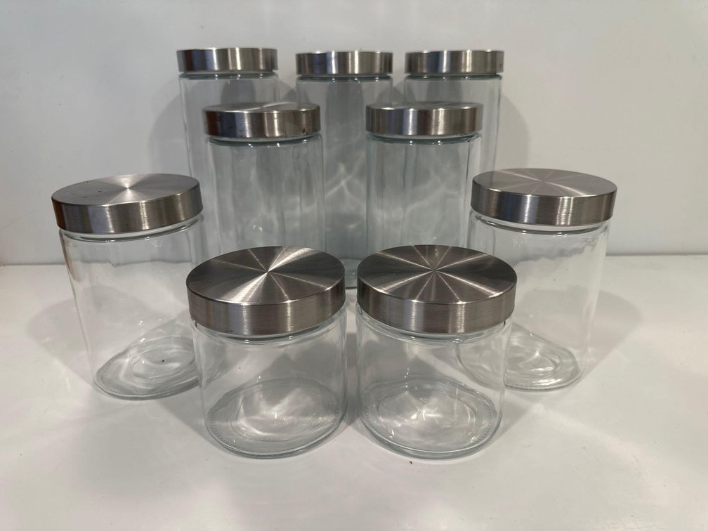 Glass with Screw On Lids Dry Good Canister Containers 