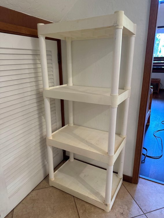 49" Tall White Plastic Storage Rack 