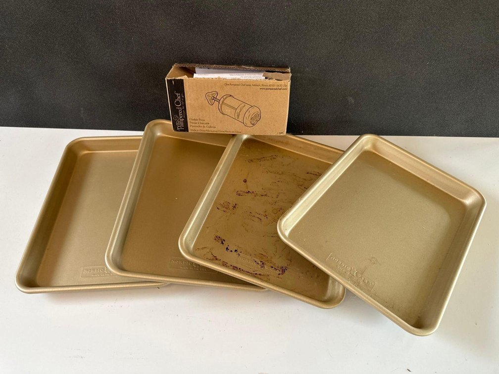 Nordic Ware Baking Sheets and Pampered Chef Cookie Press 
