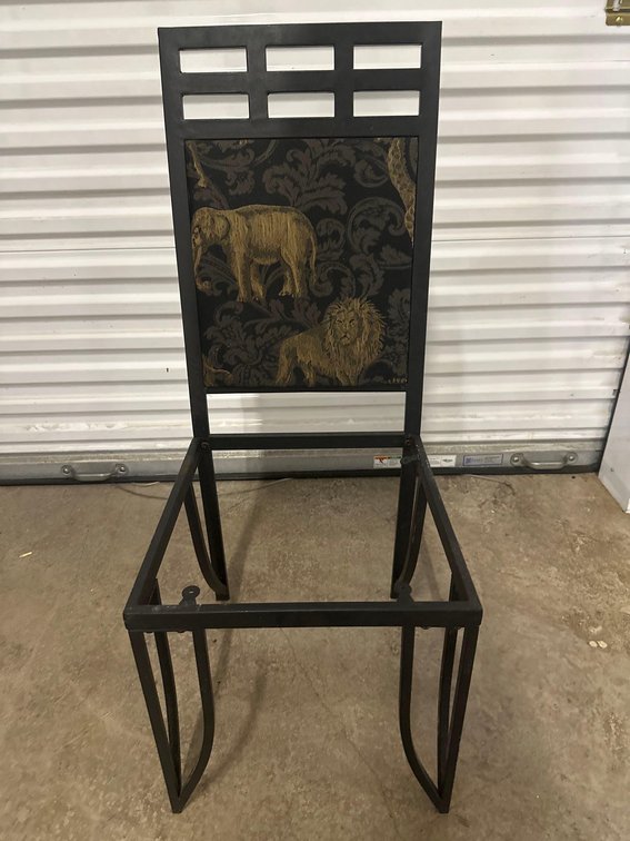 Metal Frame Highback Barstool with Elephant and Lion Backing - No Seat 