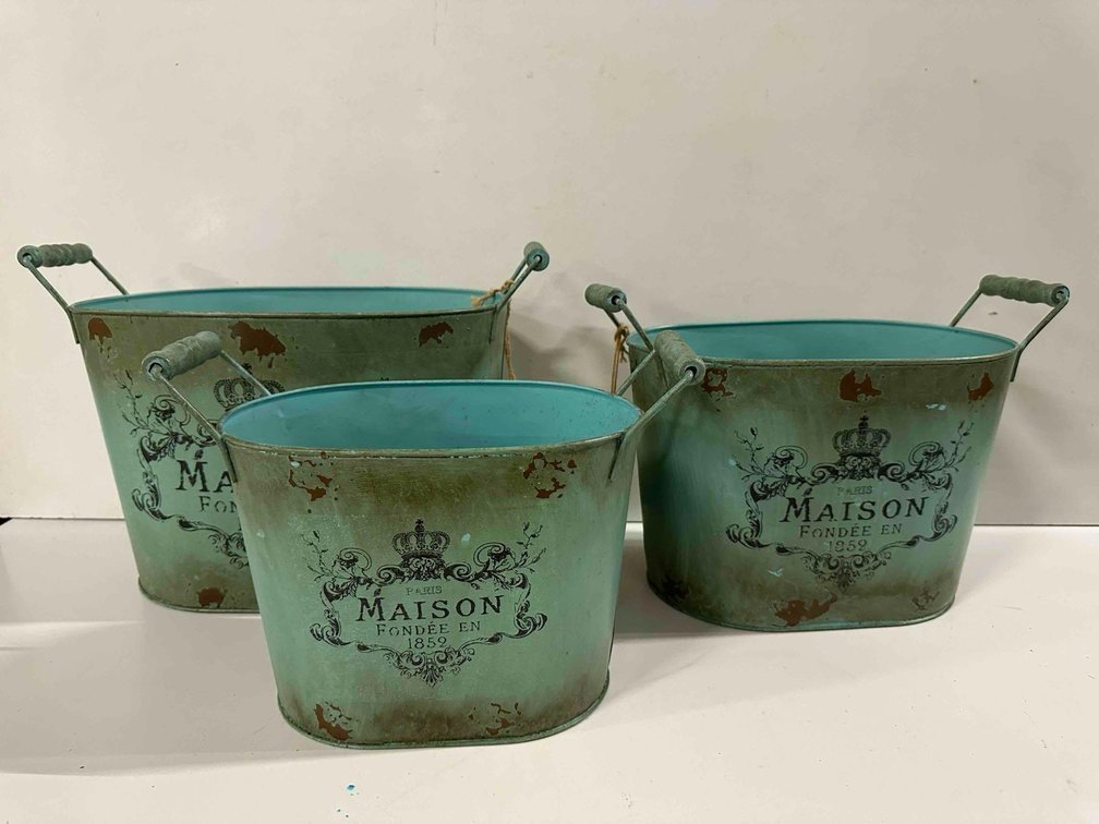 (X's 3) Paris Maison Design Rustic Bucket/Bins 