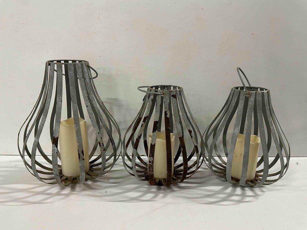 (X's 3) Hanging Lantern Style Candle Holders 