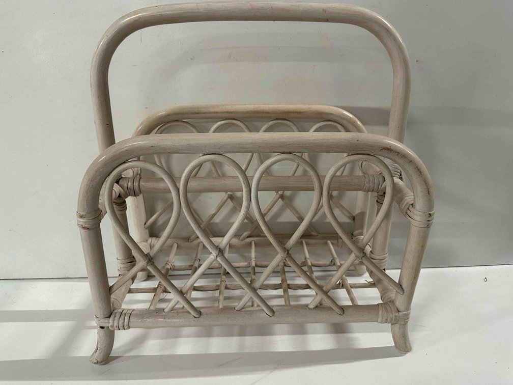 Light Colored Rattan Style Magazine Holder 