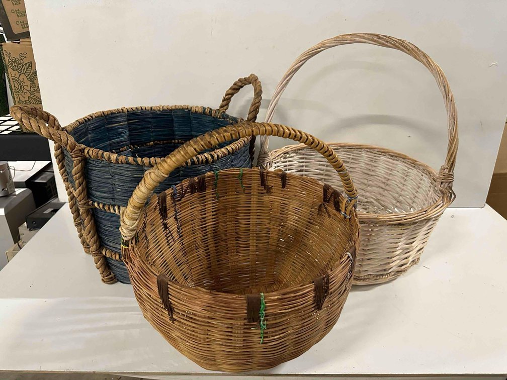 (X's 3) Mixed Styled Wicker Baskets 