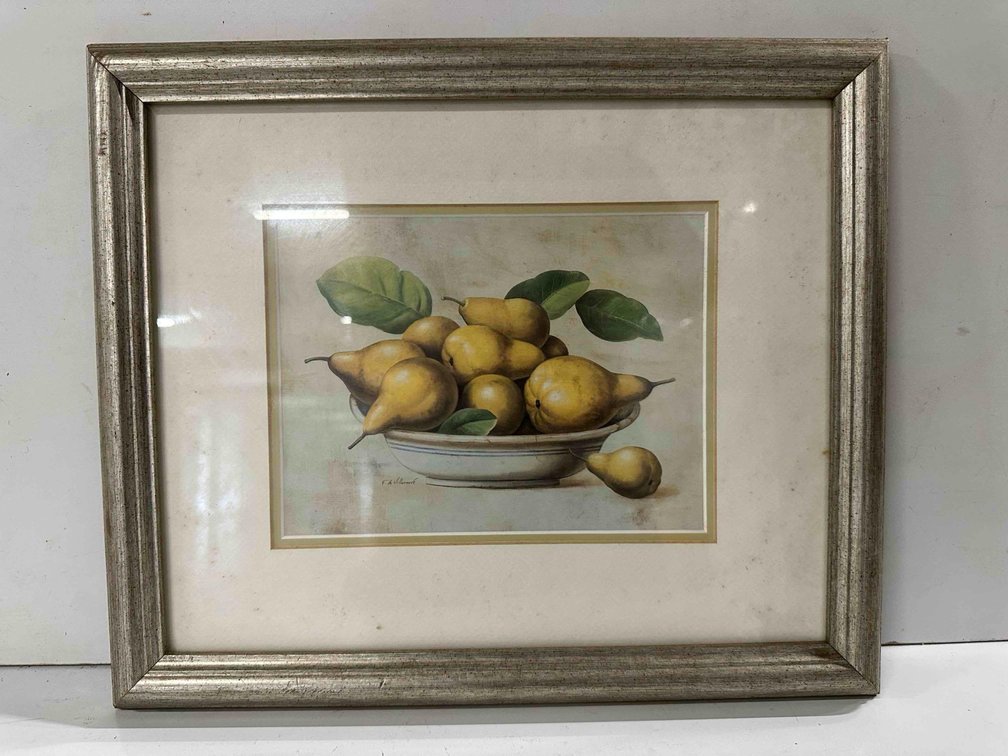 Framed Pear Fruit Bowl Art 