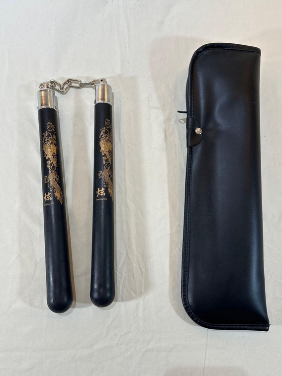 Hard Rubber and Steel Chain Nunchaku with Case