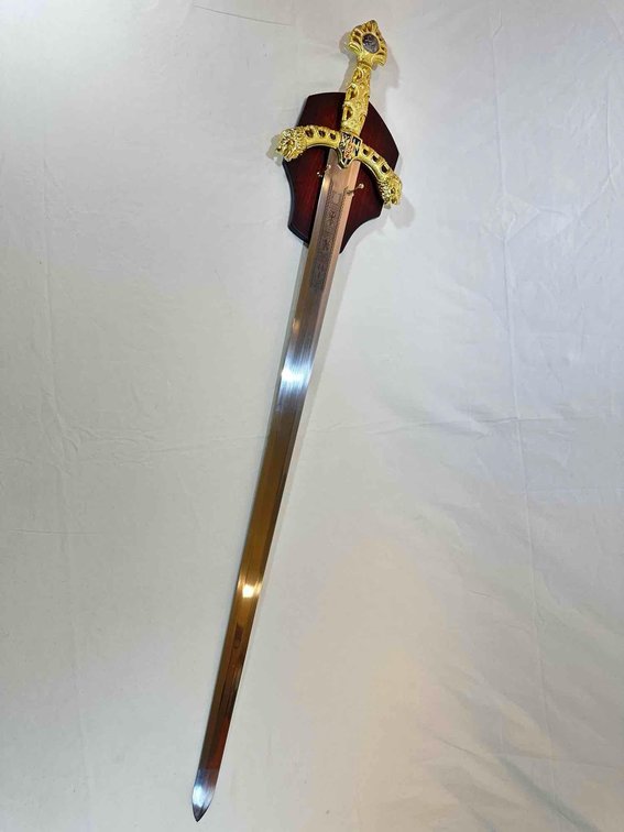 Medieval "Excalibur" Style Sword on Display Plaque 
