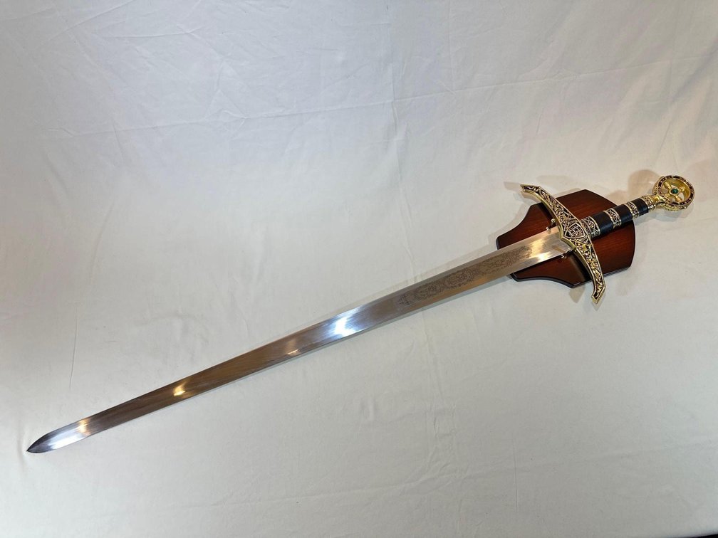 Medieval "Excalibur" Style Sword on Display Plaque 