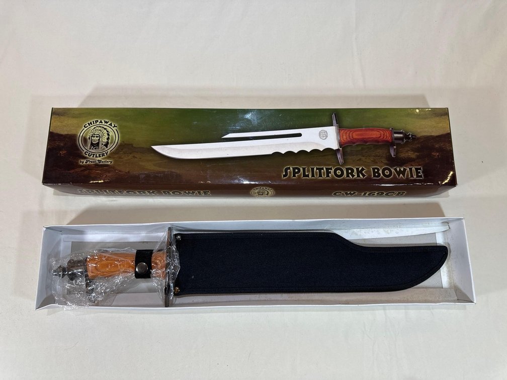 New in Box - Chipaway by Frost Cutlery Splitfork Bowie Knife 
