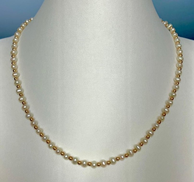 14K Genuine Gold and Gorgeous Pearls Necklace and Bracelet  15.4 Grams