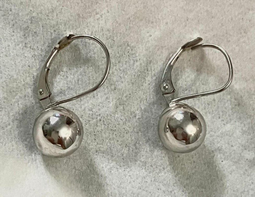 14k White Gold Ball Style Earrings