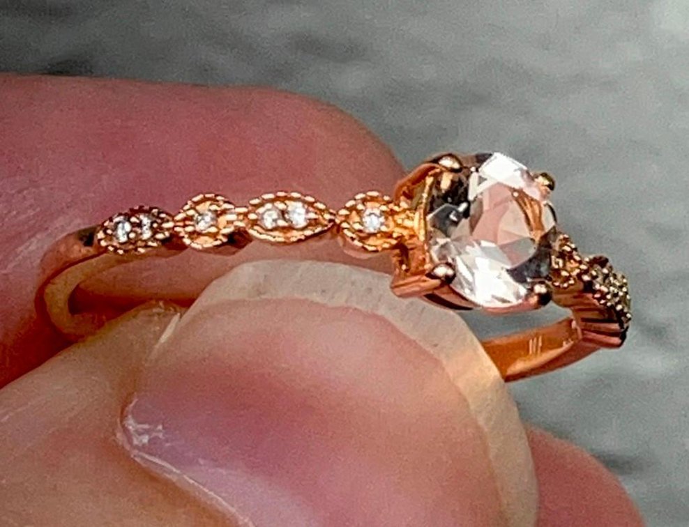 14K Solid Gold and Diamond Ring with Moissanite Center Stone