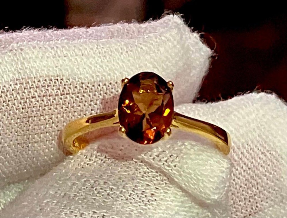 18K Gold Vermeil Ring with Chocolate Quartz 