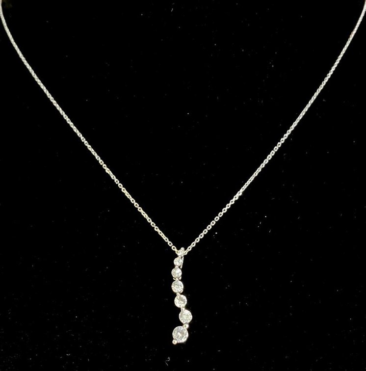 14K Gold Chain with White Topaz Journey Pendant 