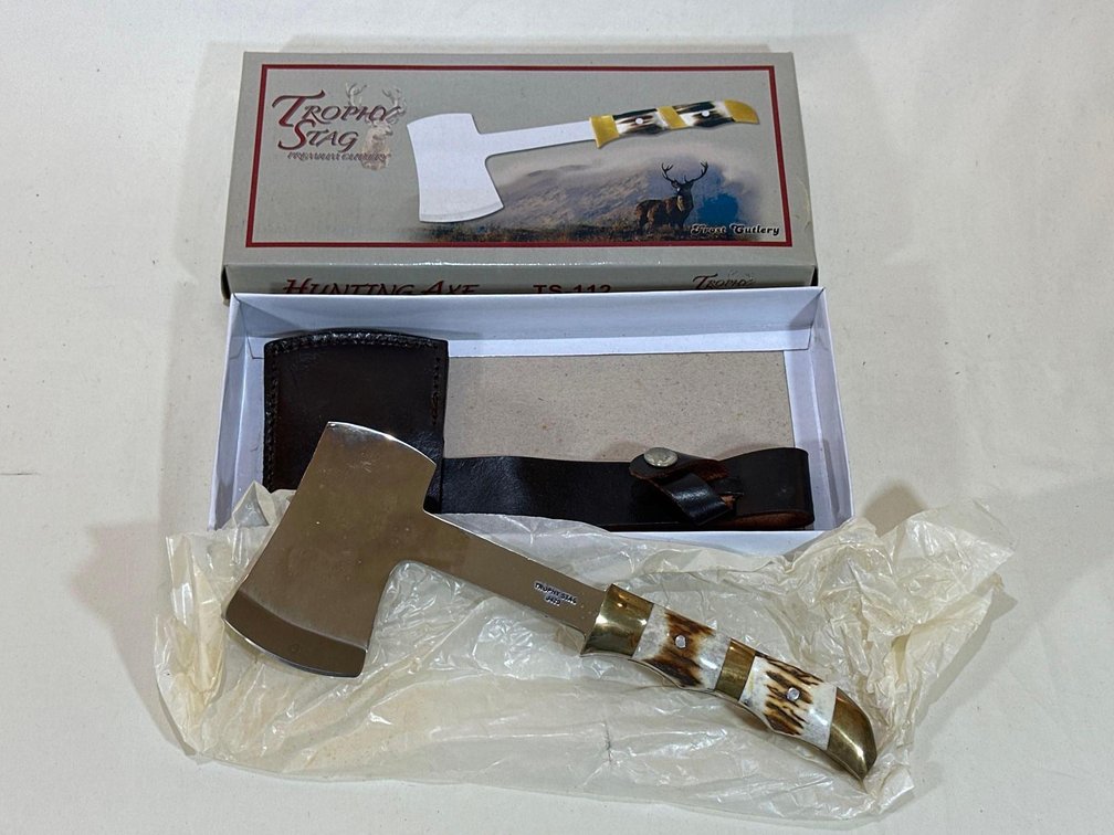 New in Box - Trophy Stag Hunting Axe with Sheath 