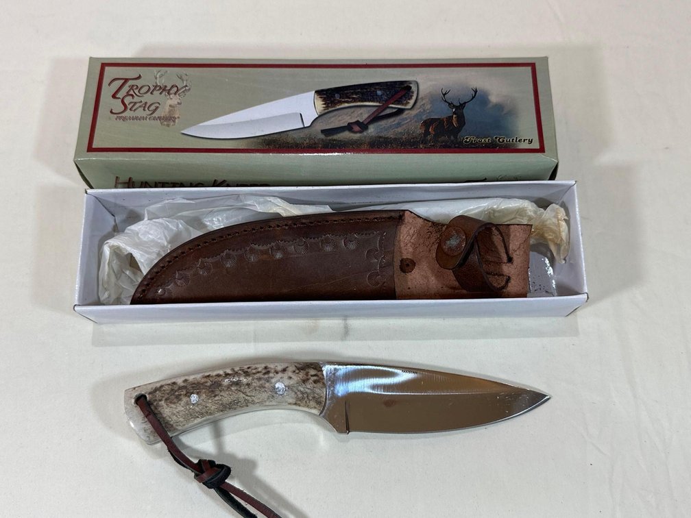 New in Box - Frost Cutlery Trophy Stag Hunting Knife with Sheath