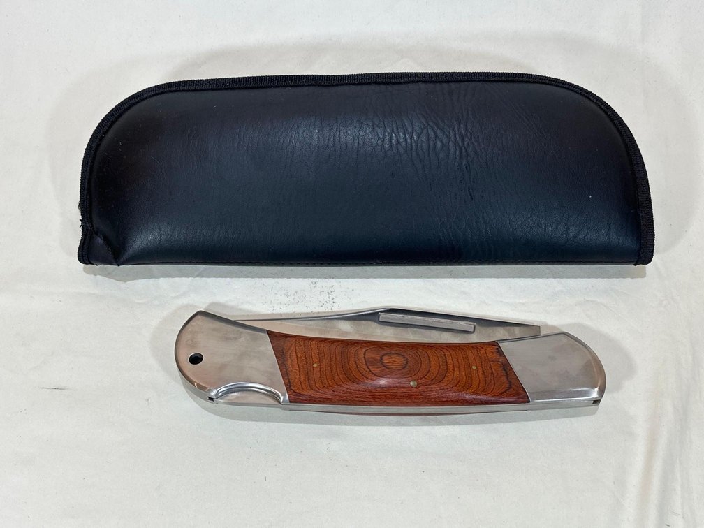 404 Stainless Steel Large Folding Hunting Knife with Case 