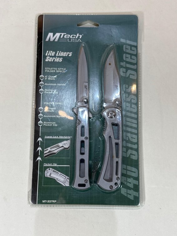 New in Package - MTech USA Lite Liner Series 440 Stainless Steel Two Knife Set 