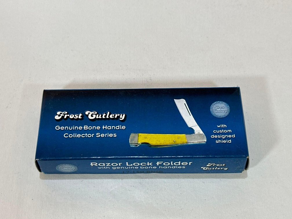 Frost Cutlery Genuine Bone Handle Collectors Series Razor Lock Folder Knife