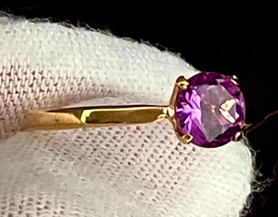 14K Solid Gold Ring with Amethyst Gemstone