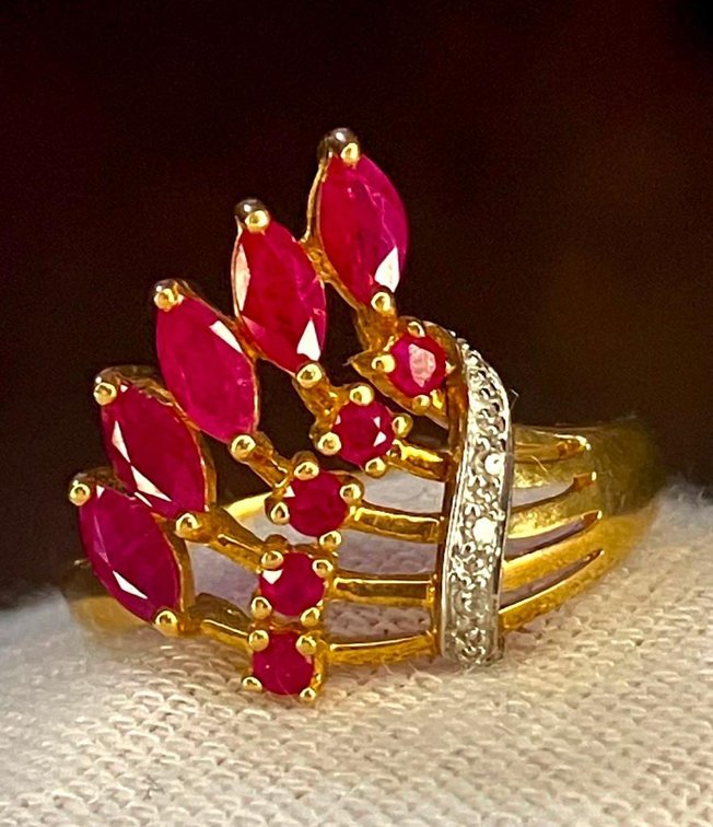 10K Genuine Gold Ruby and Diamond Ring