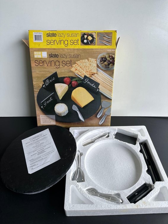 New in Box - Slate Lazy Susan Serving Set 