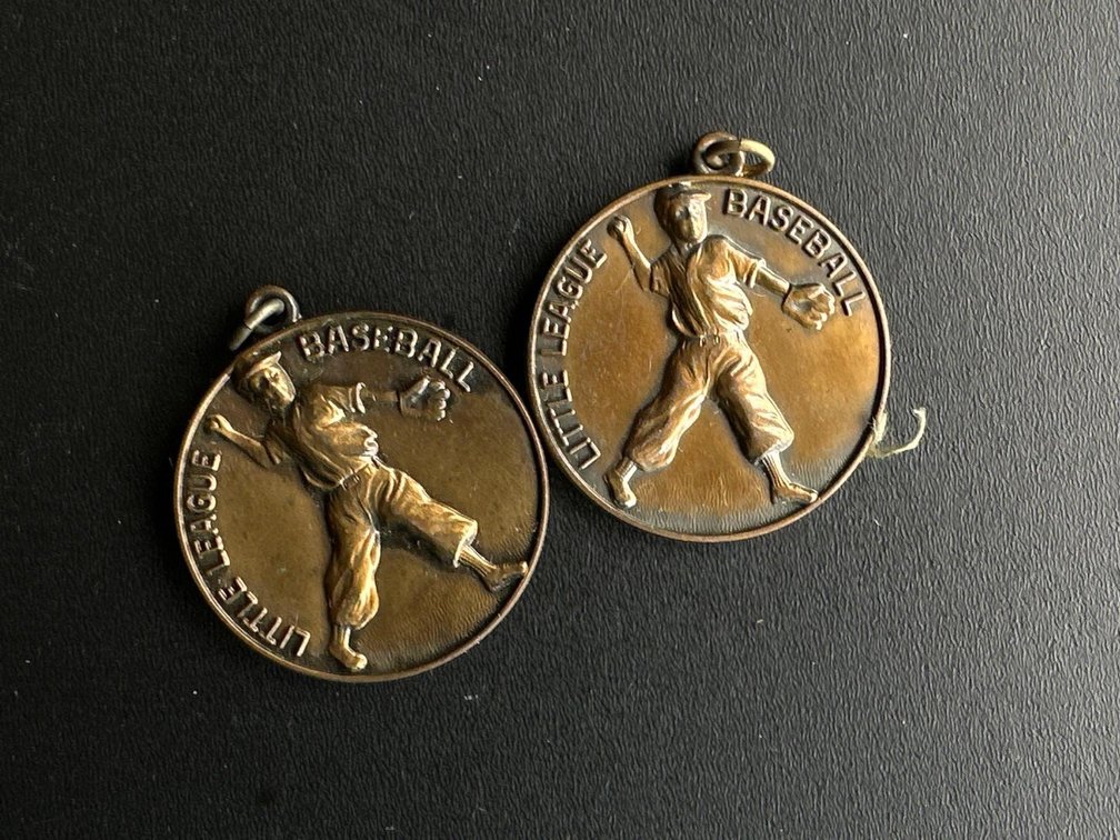 Two Little League Baseball Medallions 